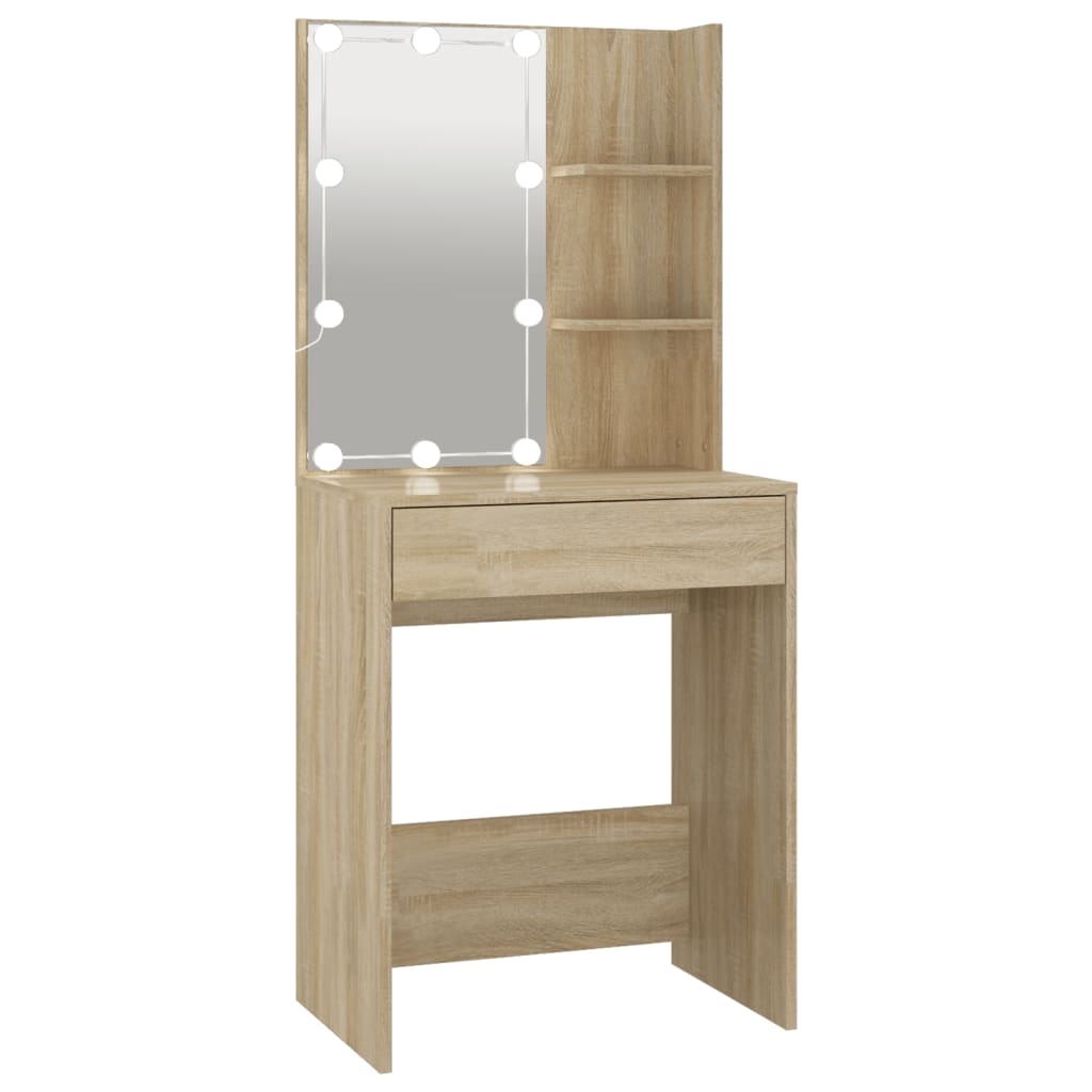 vidaXL Schminktisch mit LED Sonoma-Eiche 60x40x140 cm Image