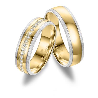 Partnerring MARRYA "Edelstahl Ringe Trauringe Eheringe Partnerringe" Gr. 58, silber (damen ring, silber, gold), Fingerri