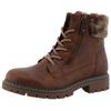 Winterboots TOM TAILOR, Damen, Gr. 37, braun (dunkelbraun used), Lederimitat, Textil, unifarben mit Farbeinsatz, casual, Schuhe, Blockabsatz, Winterstiefelette, Schnürboots in bequemer Form