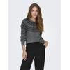 Rundhalspullover ONLY "ONLALINA LS JQ O-NECK EX KNT", Damen, Gr. M (38), grau (medium grau melange pattern:cashmere bue, schwarz, cd, silber glitter), Strick, Obermaterial: 52% Polyacryl, 27% Nylon, 12% Polyamid, 6% Elasthan, 3% Wolle, gemustert,...