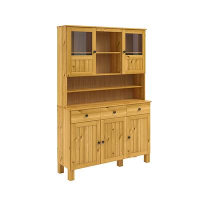Küchenbuffet HOME AFFAIRE "Alby2", beige (natur gebeizt, gewachst), B:125cm H:185cm T:38cm, Massivholz, Schränke, Mit Metallgriffen, Breite 125 cm Image