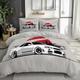 Bedding Set Double Size, Japan Sports Car Duvet Cover Kids Breathable Comforter Cover, Soft Microfiber Smoke Gray Bedding Fade Resistant Quilt Cover Set Decorative 3 Piece