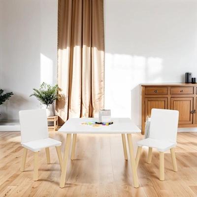 Kids Table and 2 Chairs Set, 3 Pieces Toddler Table and Chair Set, Wooden Activity Play Table Set