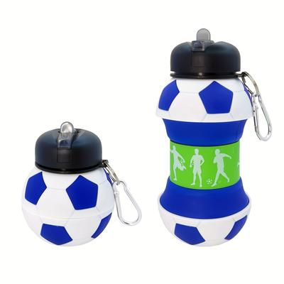 TEMU 18.6oz Soccer Ball-shaped Silicone Water Bottle - Portable, Foldable & Leakproof For Fitness, Outdoor Activities & Travel