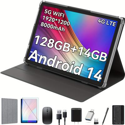 TEMU 14 Tablet, 10inch 4g Tablet 128gb+14 (8+6 )gb, 5g +4g , -, 13mp +8mp , Gps, 1tb , Hd Ips, 8000mah, , Gps, , Touch , Tablet Bundle, 4g Phone Tablet, Halloween Christmas New