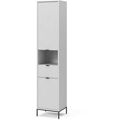 Badschrank Eliza, Weiß, 40 x 190 cm mit Türen, und Schublade Vicco Image