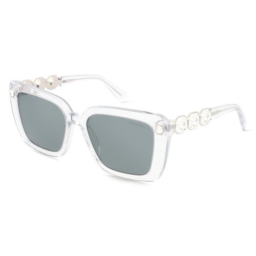 Swarovski SK6032 Damen-Sonnenbrille Vollrand Eckig Acetat-Gestell, transparent