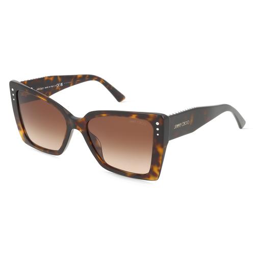 Jimmy Choo JC5001B Damen-Sonnenbrille Vollrand Butterfly Acetat-Gestell, braun