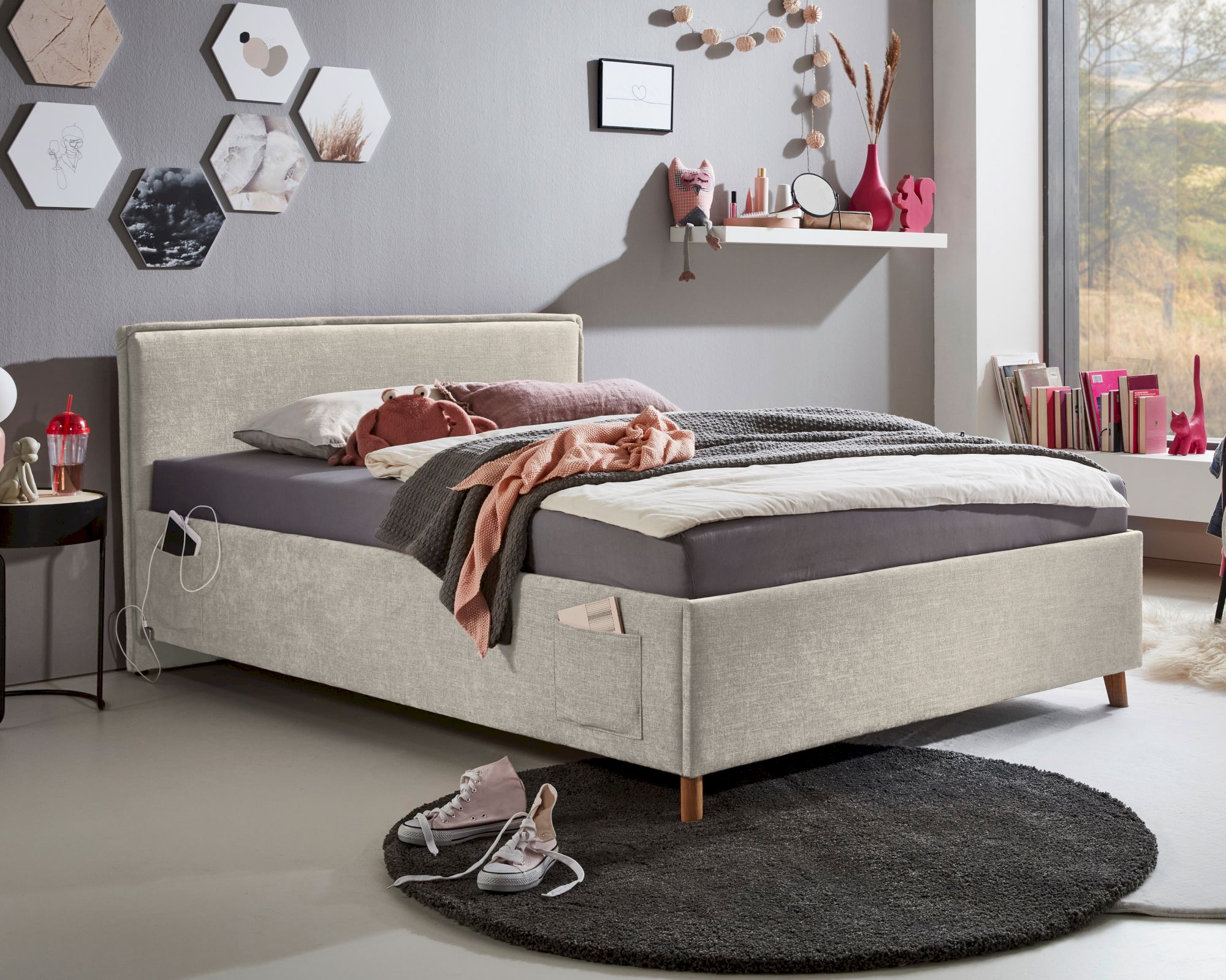 meise.möbel »Fun I« Jugendbett 90x200 cm / rose / ohne Rückenteil / mit Bettkasten / ohne Matratze