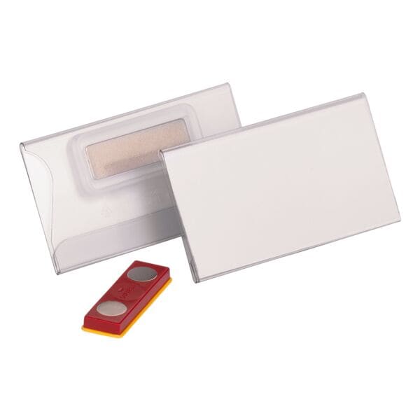Durable 25er-Pack Namensschilder mit Magnet verdrehsicher 75 x 40 mm transparent, 7.5x4.2 cm Image