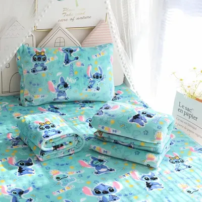 Stitch Comfortable Blanket Cartoon Pattern Japanese Style Printed Blanket Pillowcase Leg Blanket Warm Bedspread Sofa Bed Gifts