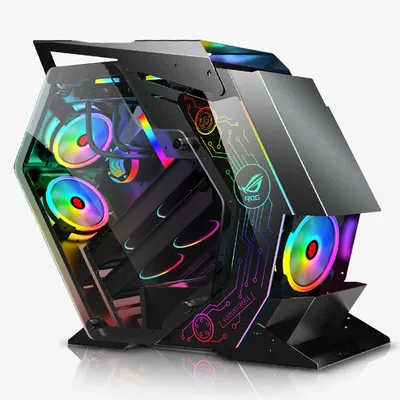 DIY Open Desktop ATX Computer Case Tempered Glass Sides Transparent Gamer Gaming Computer Towers