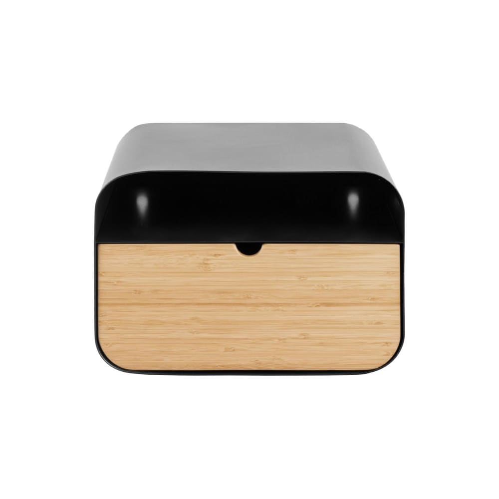 Chevet suspendu rectangulaire métal noir et bambou 1 tiroir 1 niche