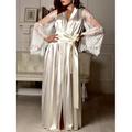 Pigiama da Donna Vestaglia da Sera Dettagli in Pizzo Tessuto Simil-Seta Con Cintura V-collo Maniche Lunghe Larghe Rosso Elegante da Sposa Pigiama Tutte le Stagioni Outfit Casa