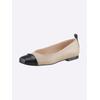 Ballerina HEINE, Damen, Gr. 41, beige (sand, schwarz), Leder, Rindsleder, Glattleder, Lackleder, modisch, Schuhe