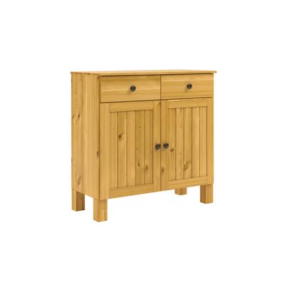 Anrichte HOME AFFAIRE "Alby2", beige (natur gebeizt, gewachst), B:85cm H:85cm T:38cm, FSC-zertifiziertes Massivholz, Sideboards, Mit 2 Türen, 2 Schubkästen und Metallgriffe, Breite 85 cm Image