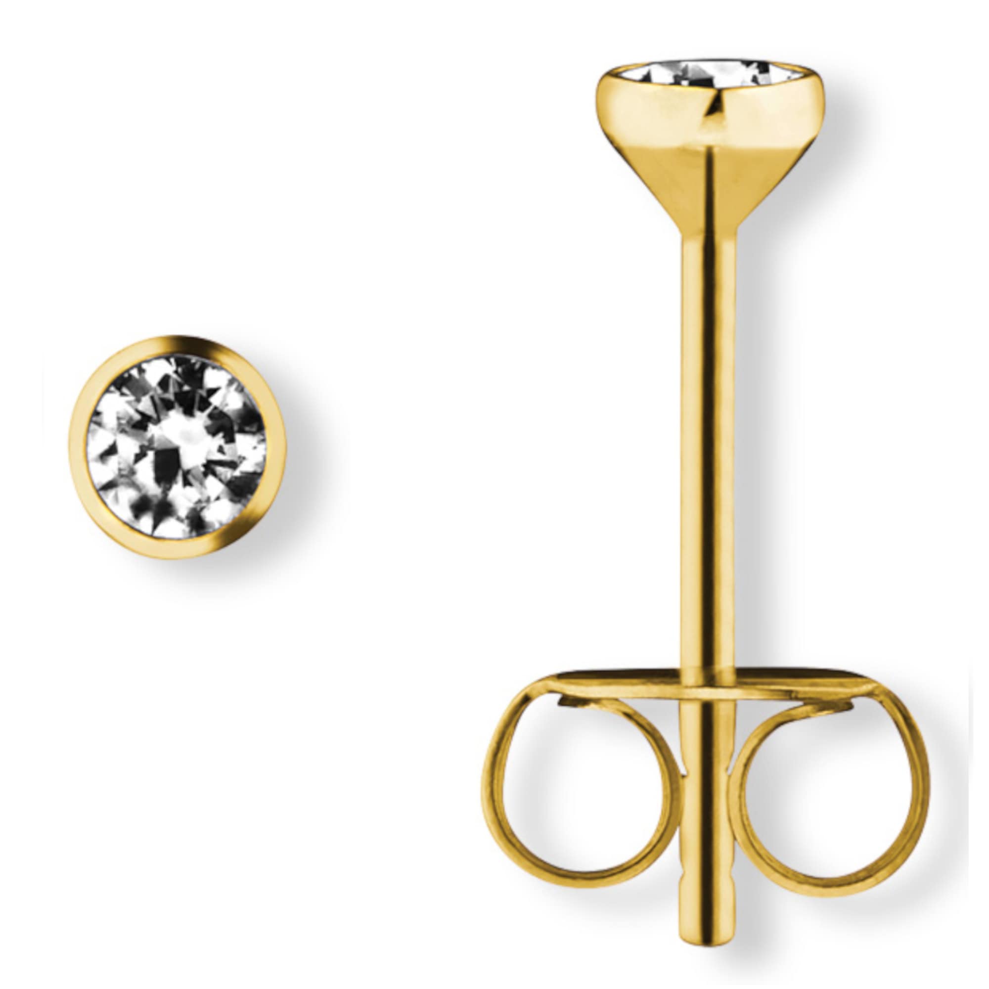 Paar Ohrhänger ONE ELEMENT "Zirkonia Zarge Ohrringe Ohrstecker aus 333 Gelbgold", gold, Ohrringe, Damen, Damen, Gelbgold 333 Gold, Gelbgold 333, Gold, Sorgfältig verarbeitet – langlebig & angenehm im Alltag
