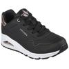 Sneaker SKECHERS "UNO GOLDEN AIR", Damen, Gr. 38, schwarz-weiß (schwarz, weiß), Lederimitat, kontrastfarbene Details, sportlich, Schuhe Sneaker, Freizeitschuh, Halbschuh, Schnürschuh mit Metallic-Einsatz