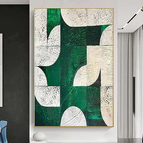 Mintura handgefertigte abstrakte geometrische Farbblock-Ölgemälde auf Leinwand, Wandkunst, Dekoration, modernes Bild für die Inneneinrichtung, gerolltes, rahmenloses, ungedehntes Gemälde Image