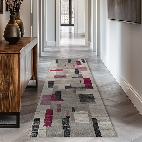 Vintage Boho Shaggy Flur Läufer Teppich weich, rutschfeste waschbare Eingangsmatte, Bauernhaus Küche, Badezimmer, Schlafzimmer Bereich Teppich Image