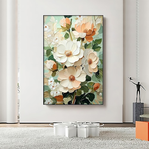 handgemachtes original minimalistisches Ölgemälde auf Leinwand abstrakte Textur florale Wandkunst für Wohndekoration mit gespanntem Rahmen/ohne Innenrahmen Malerei Image