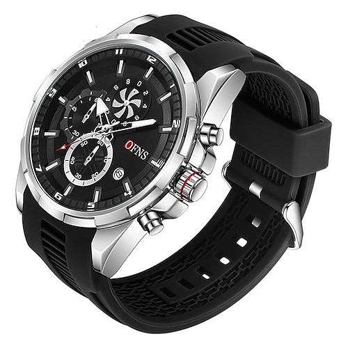 Ofns Herren Quarzuhr Outdoor Fashion Casual Armbanduhr leuchtender Kalender Chronograph wasserdichte Silikongeluhr Image