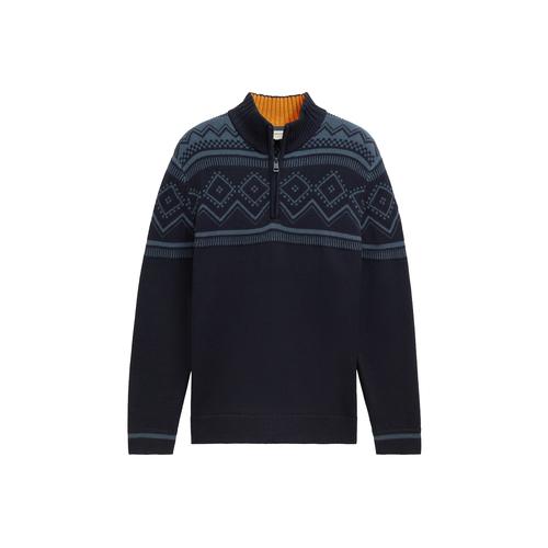 TOM TAILOR Herren Fair Isle Strick Troyer, blau, Norweger, Gr. XXXL