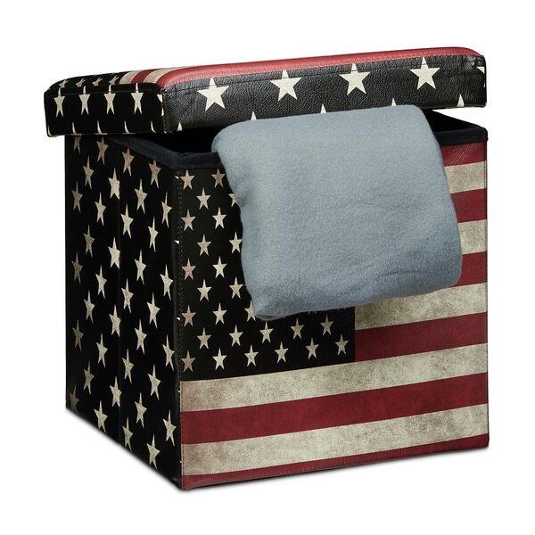 relaxdays Faltbarer Sitzhocker - Trendmotiv blau