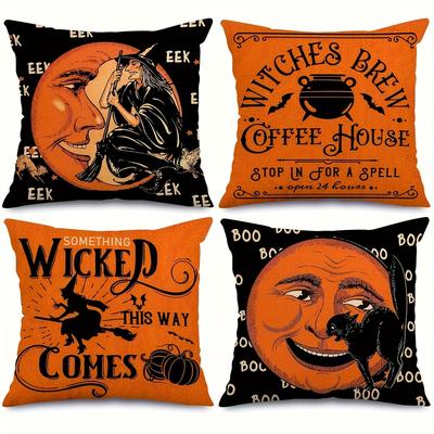 TEMU 4- Halloween Pillowcase Set, Pillowcase And Decorative , Suitable For Sofa Car, 18 X 18 (no ).