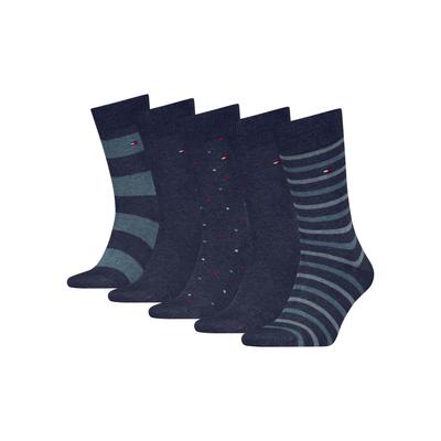 Socken TOMMY HILFIGER, Herren, Gr. 43-46, blau (jeans), Baumwollmischung, uni und gemustert, Socken, Ideal zum Verschenken, Geschenkbox, Rippenbündchen Image