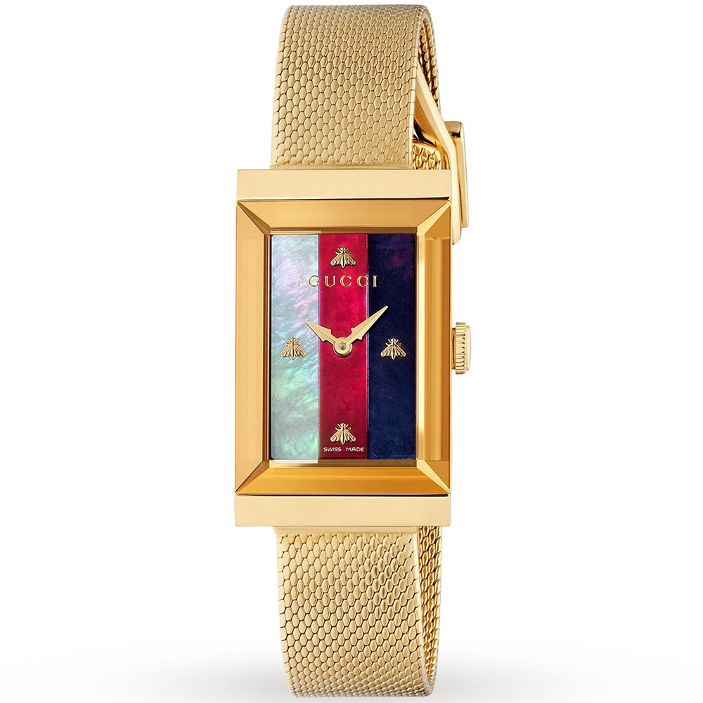 Gucci YA147410 G-Frame 34mm Gelbgold Damenuhr Image
