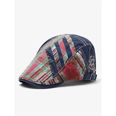 Men's Vintage Patchwork Flat Cap with Adjustable Strap – Casual Stylish Newsboy Hat for All Seasons