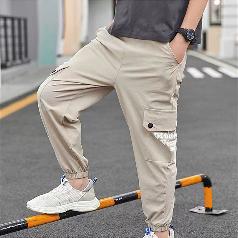 Kids Boys' Pants Cargo Pants Trousers Patchwork Pocket Solid Color Quick Dry Breathable Comfort Pants Outdoor Cotton Daily Basic Black Army Green Khaki Mid Waist