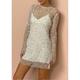 Women's Mini Dress Sequin Dress Vintage Dress Elegant Dress Elegant Retro Daily Evening Party Holiday Regular Fit Polka Dot Long Sleeve V Neck White Fall Winter