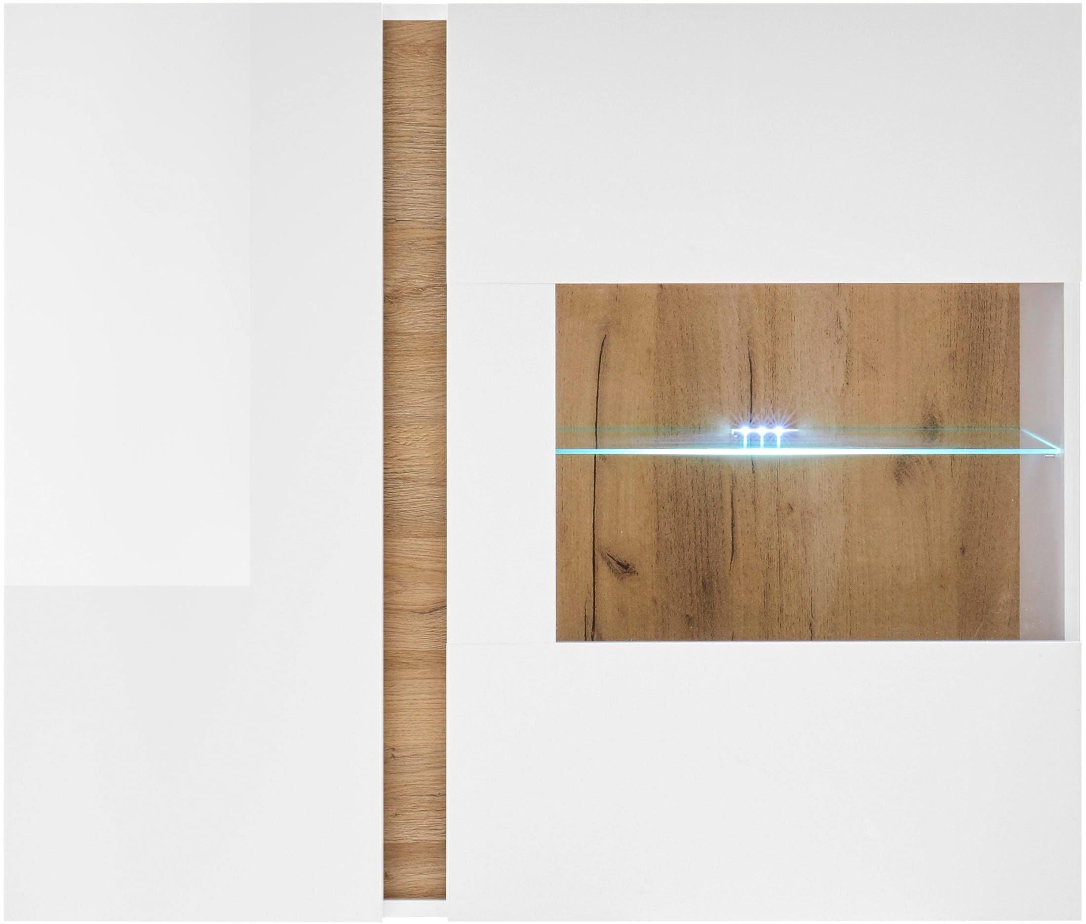 Hängevitrine INOSIGN "CLAiR Hängevitrine 20", weiß (weiß hochglanz, grandson oak), B:97cm H:83cm T:40cm, Holzwerkstoff, Schränke, Höhe 83 cm