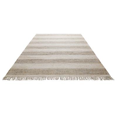 Teppich GREEN LOOOP "Virgil", braun (sand beige,sand beige), B:200cm H:4mm L:290cm, Jute, Teppiche, Naturfaser Teppich aus 80% Jute 20% Baumwolle, mit Fransen, Wohnzimmer Image