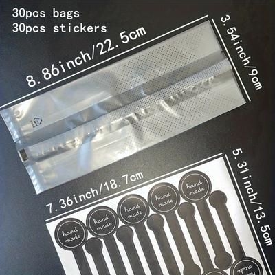 TEMU 60 Pack Plastic Gift Bags With Black , Self-adhesive Sticker Included, Rectangular Frosted Bags For Biscuits, Handmade Crafts & Party Favors Image