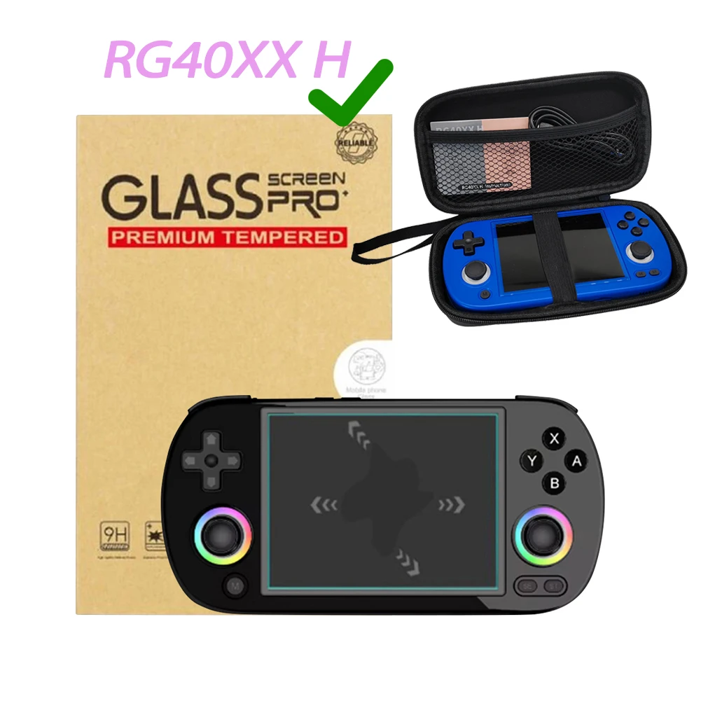 Étui de transport et ensemble de protection d'écran pour console de jeu vidéo, sac de rangement à coque rigide, accessoires de jeu, Anbernic RG40XX H