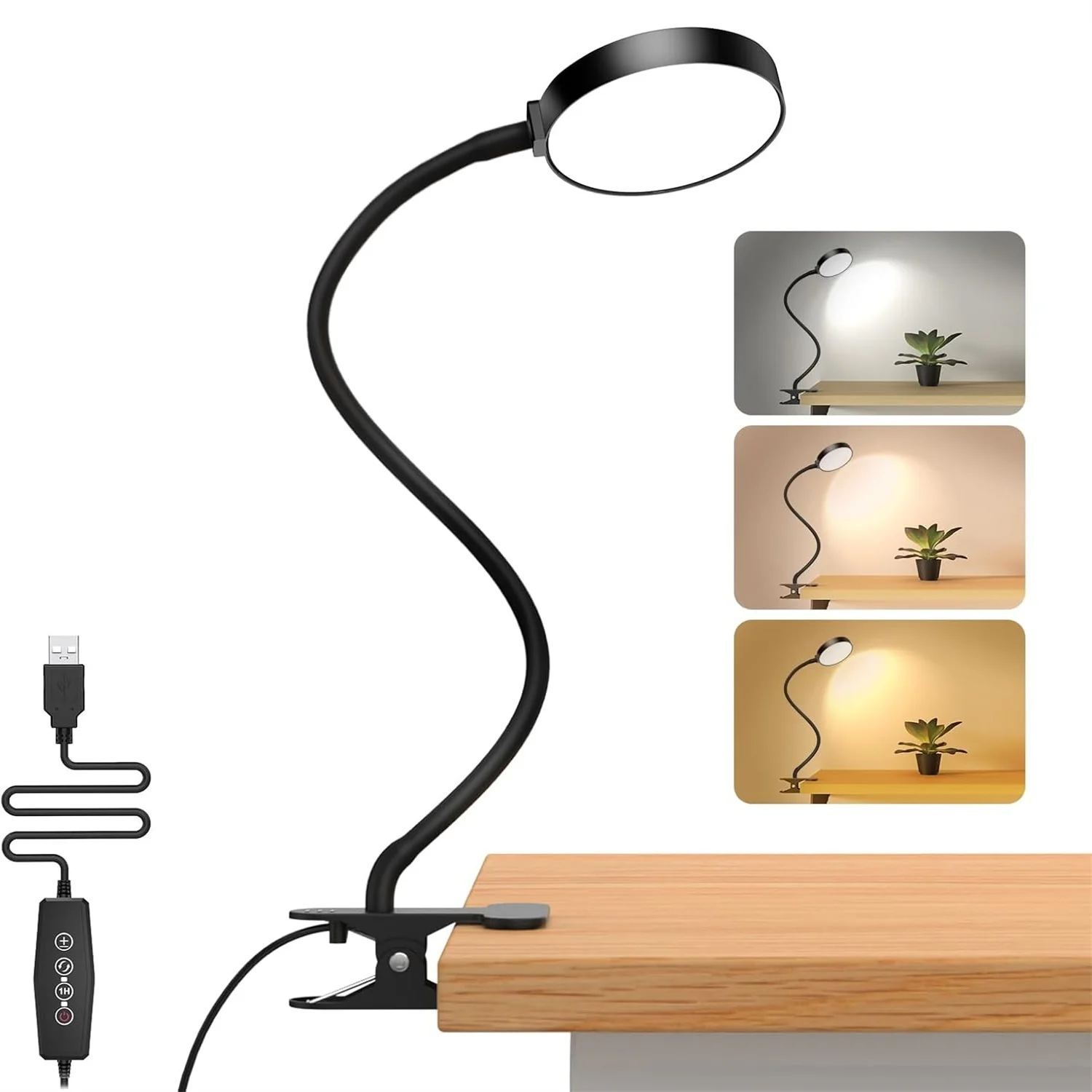 Lampes de bureau LED, lampe de lecture rechargeable par USB, lumière blanche chaude, froide, lumière du jour, portable, flexible, facile à clipser, lampe de lecture nocturne