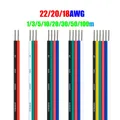 Fil LED 2 broches, câble RGB 3/4/5/6 broches, connecteur d'extension 22/20/18 AWG, fils électriques pour bande lumineuse 5050 WS2812B RGBW RGBWW