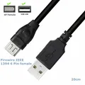 Adattatore USB Firewire IEEE 1394 a 6 pin da 20 cm Cavo femmina da F a USB M maschio per stampante, fotocamera digitale, scanner, disco rigido 0,2 m
