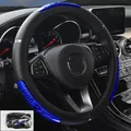 1 pz 37-38cm coprivolante per Auto traspirante antiscivolo in pelle PU coprivolanti blu decorazione Auto accessori interni