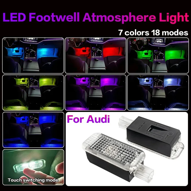 Per Audi A1 A3 8V 8Y A4 B7 B8 B9 A5 A6 C5 C6 C7 A7 A8 TT Q3 Q5 Q7 Q8 LED Auto Piede Lampada Interno Atmosfera Luce Accessori