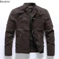 Nuove giacche da pilota giacca da uomo in PU moda Casual colletto alla coreana cappotti da moto Trend uomo ricama giacca in pelle calda frangivento