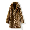S-4XL inverno caldo punto aperto collo rovesciato giacca di peluche allentata donna Cardigan leopardato in pelliccia sintetica cappotto lungo spesso da donna