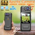 Videocamera Ultra HD 4K Wifi Video digitale Mini registratore portatile portatile per le forze dell'ordine 180 ° Piccola fotocamera DV sportiva con obiettivo ruotabile
