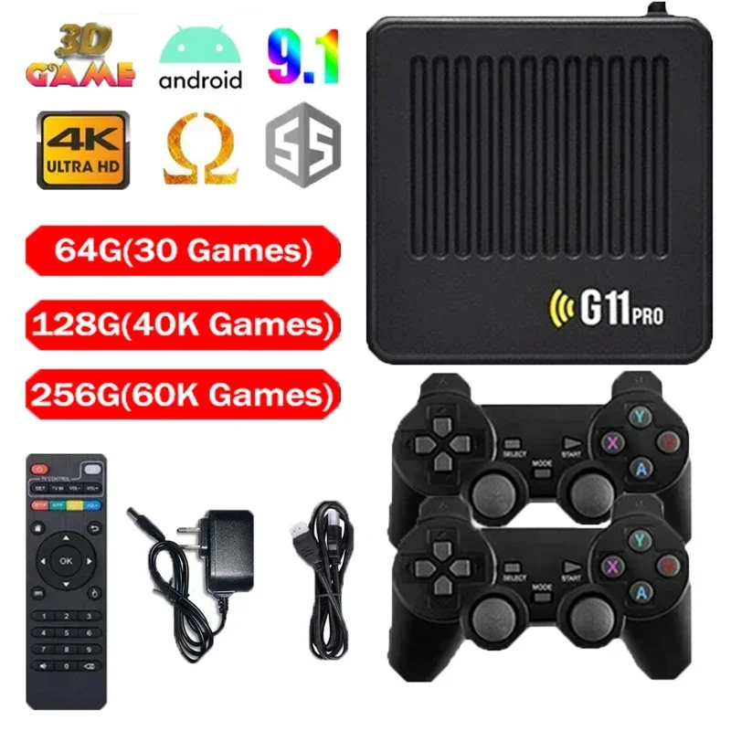 Console per videogiochi G11 Pro Gioco 60000 integrato 4K HD 2.4G 256GB Controller wireless Emuelec4.3 S905X2 Dual System Famiglia Gamebox