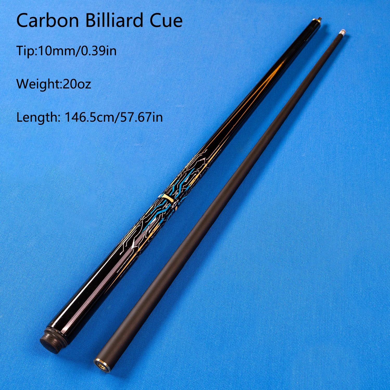 Stecca da biliardo professionale in carbonio da biliardo cinese da 10 mm Set di borse portatili divise 1/2 Giunto a connessione rapida Accessori da biliardo nero