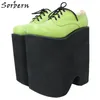 Sorbern Grün Punk Stil Frauen Pumpen Dicken Plattform Schuh Lace Up Lolita Schuhe Kunden Farben