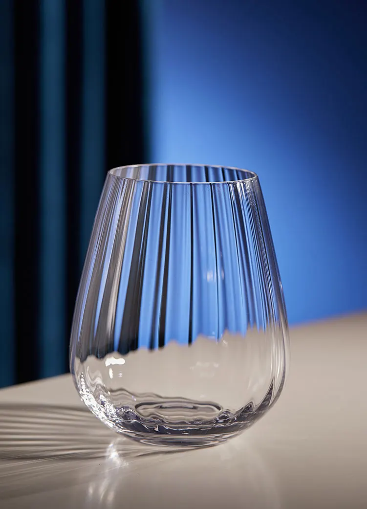 Bleifreies Kristallglas dicker Bauch runde Wasser becher Weinglas vertikaler Streifen einfaches kreatives exquisites Barware-Set Image